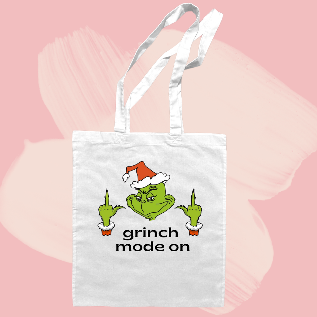 Torba bawełniana tote bag z nadrukiem grinch mode on christmas