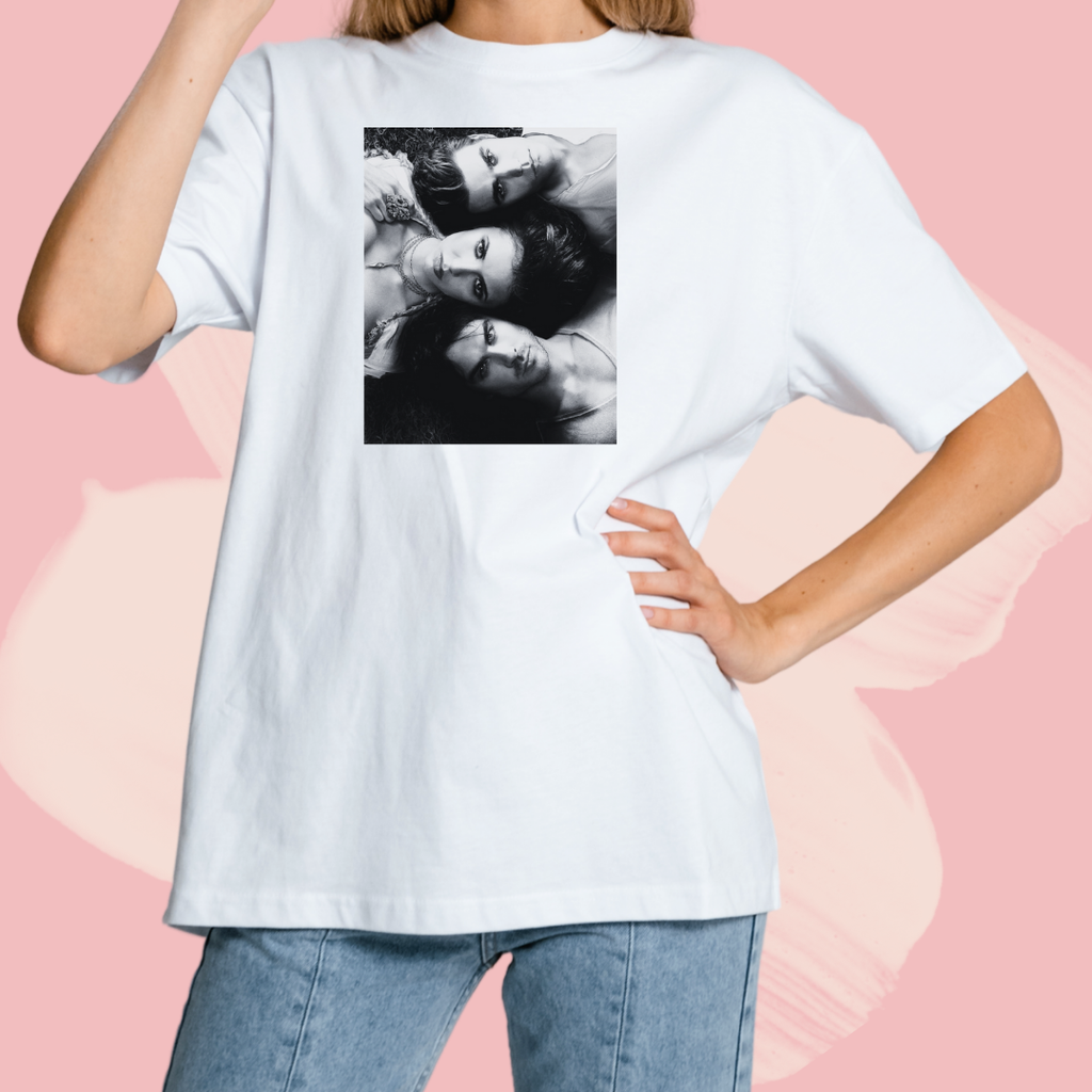 Biały T-shirt oversize bawełniany z nadrukiem pamiętniki wampirów the vampire diaries