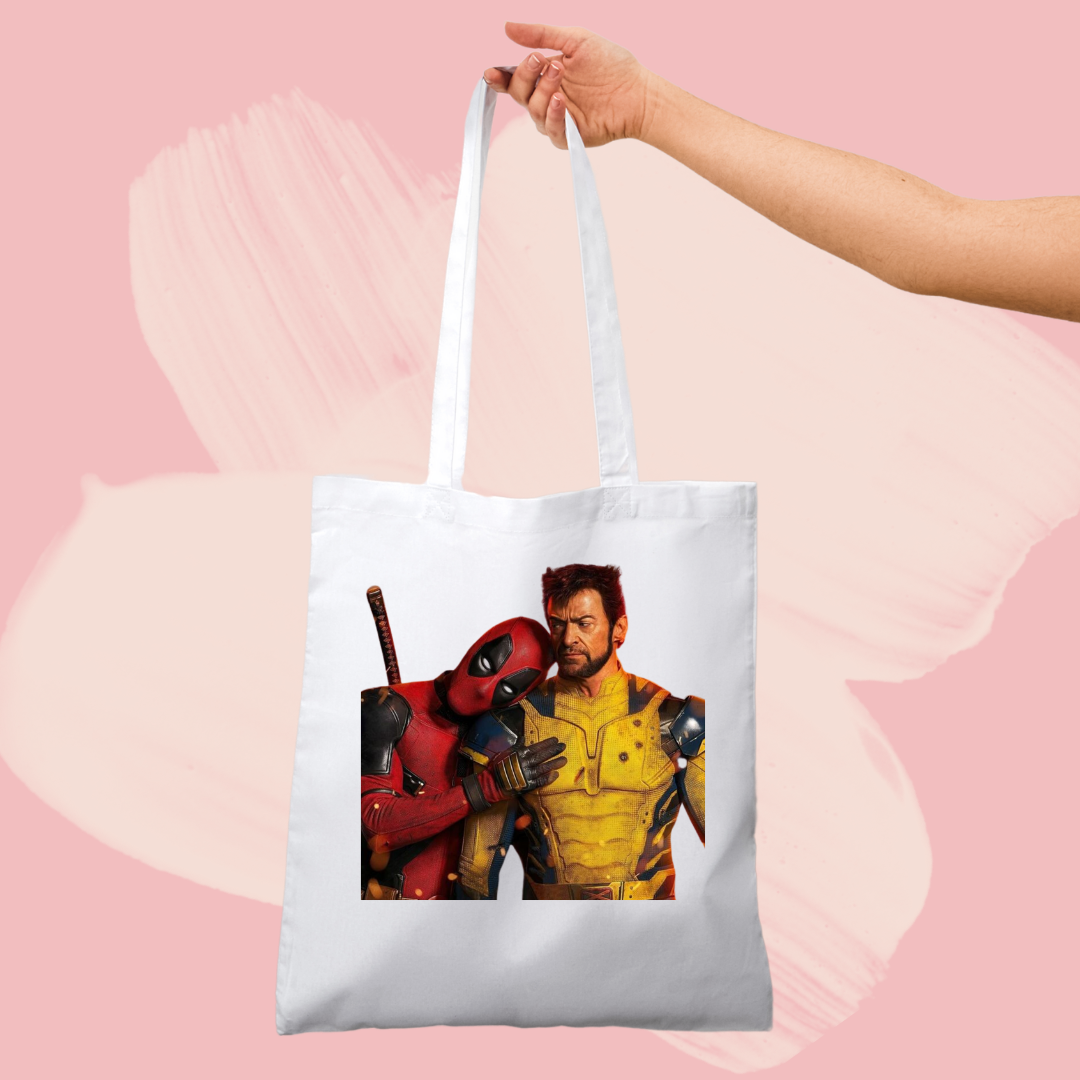Torba bawełniana tote bag z nadrukiem wolverine i deadpool marvel