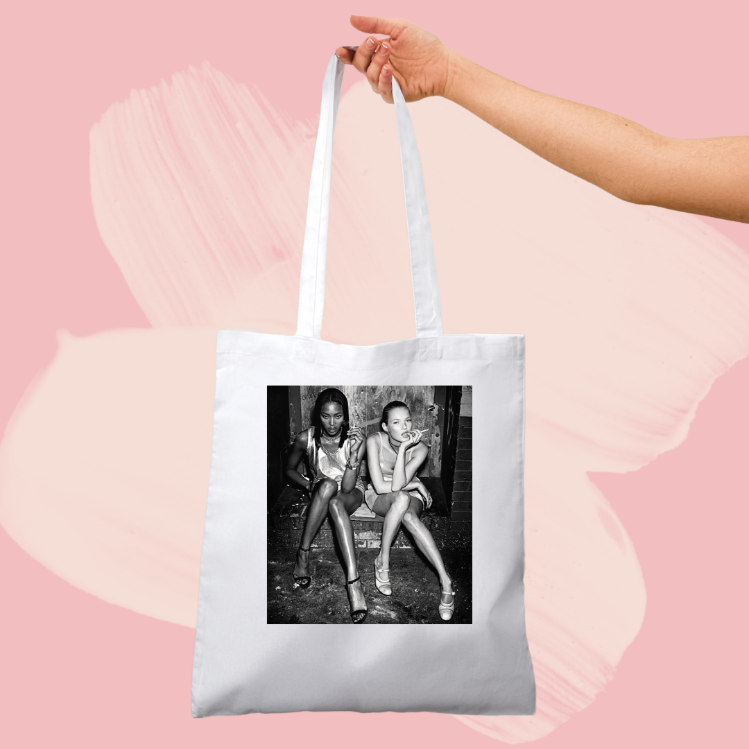 Torba bawełniana tote bag z nadrukiem naomi campbell i kate moss modelki