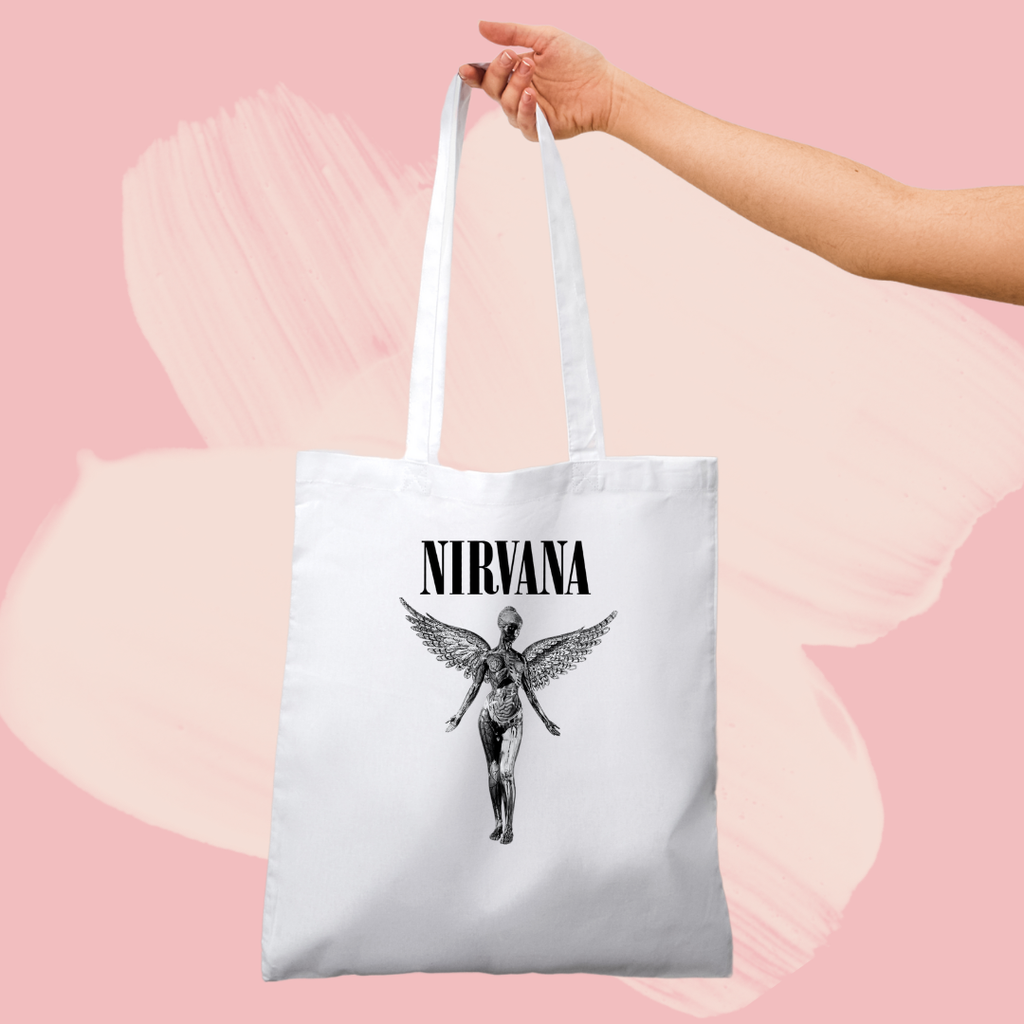 Torba bawełniana tote bag z nadrukiem nirvana zespół grunge