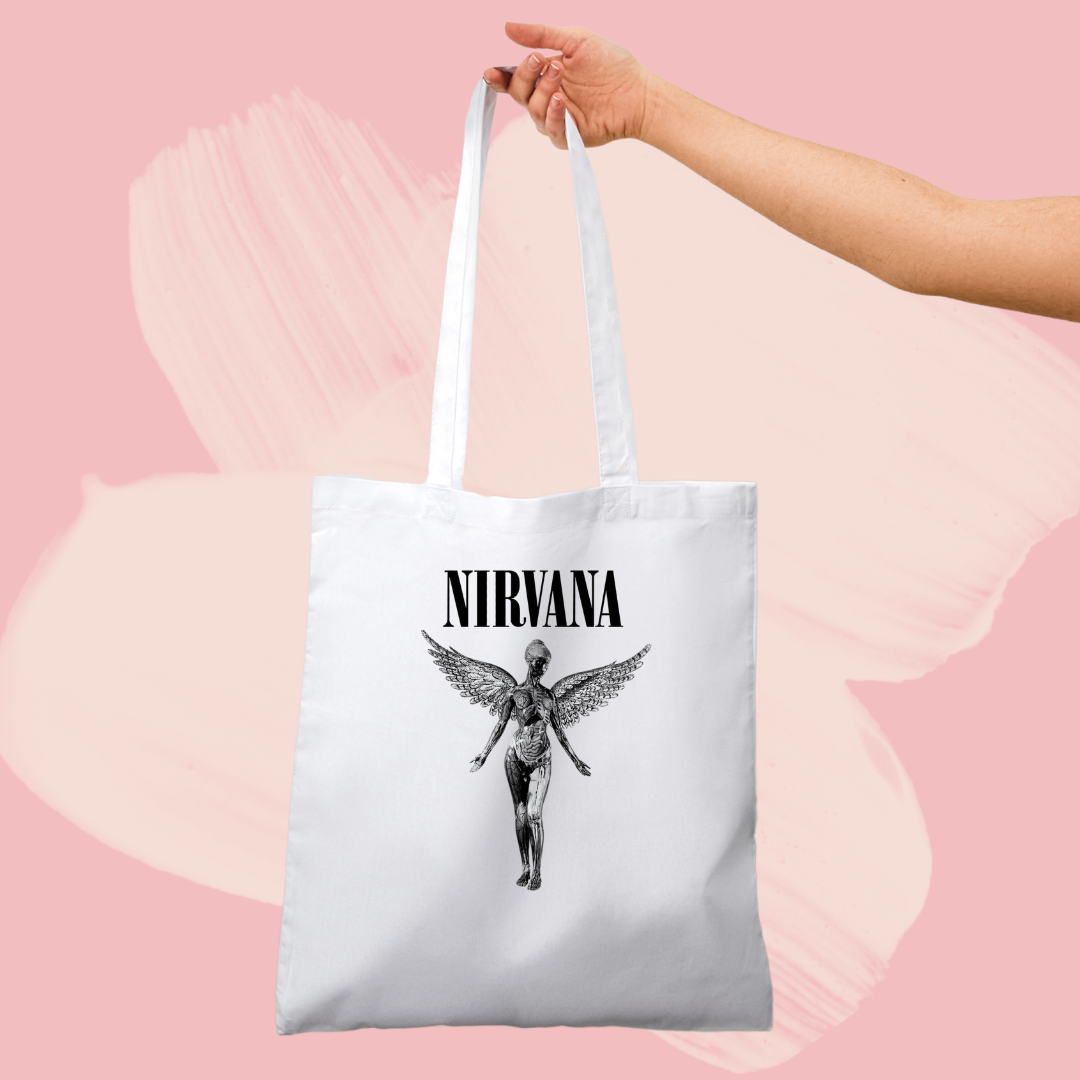 Torba bawełniana tote bag z nadrukiem nirvana zespół grunge