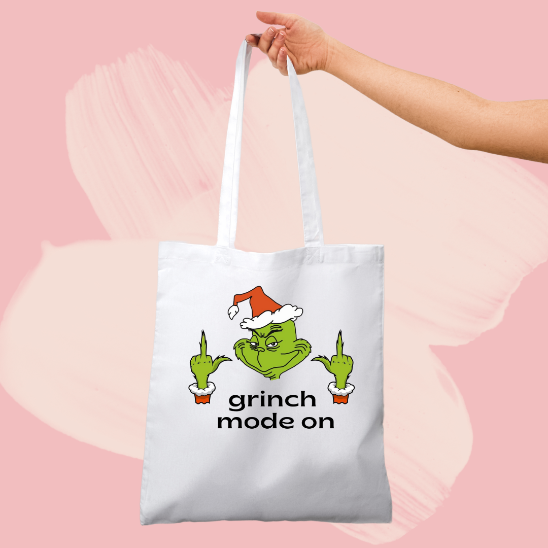 Torba bawełniana tote bag z nadrukiem grinch mode on christmas