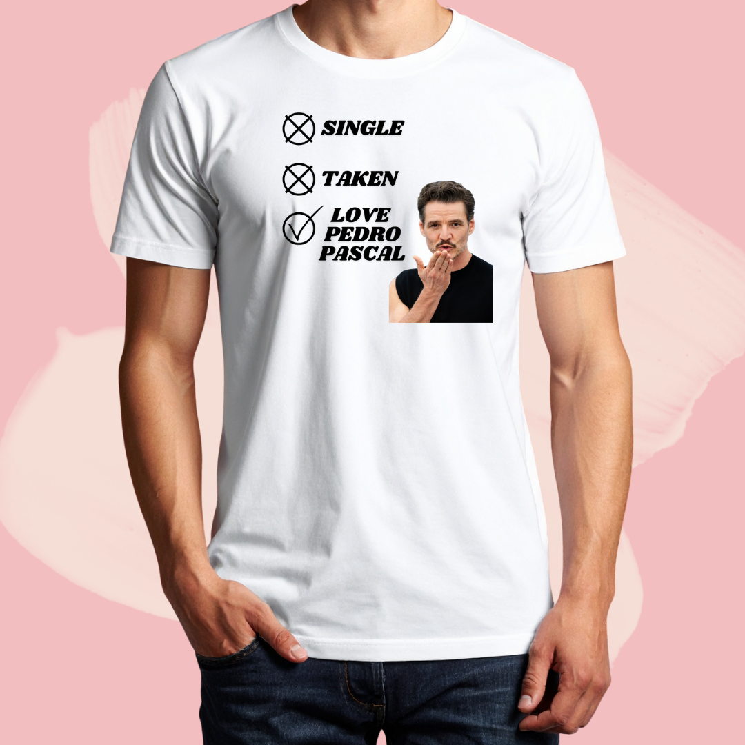 Biały T-shirt oversize bawełniany z nadrukiem love pedro pascal