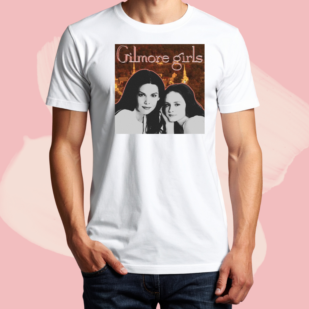Biały T-shirt oversize bawełniany z nadrukiem kochane kłopoty gilmore girls serial