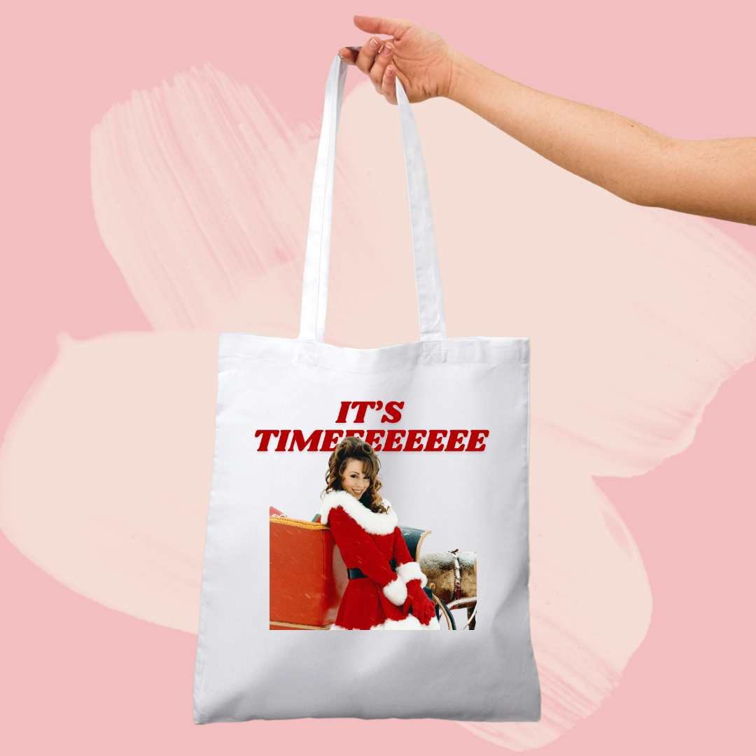 Torba bawełniana tote bag z nadrukiem mariah carey it's time christmas