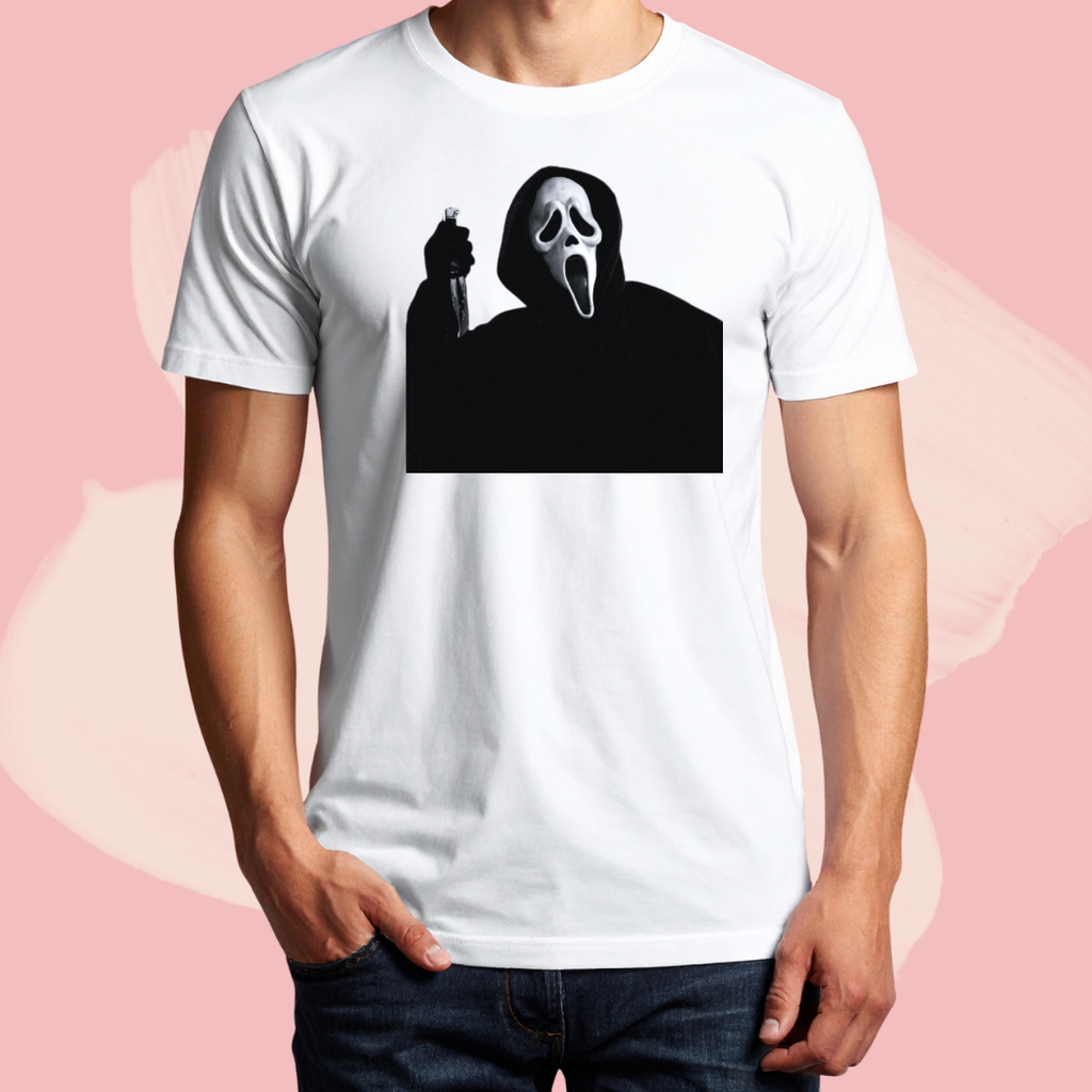 Biały T-shirt oversize bawełniany z nadrukiem scream krzyk