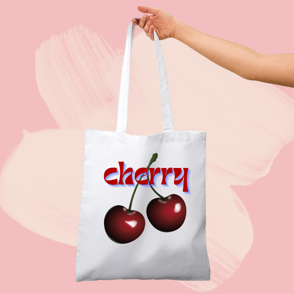 Torba bawełniana tote bag z nadrukiem cherry wiśnie vintage print