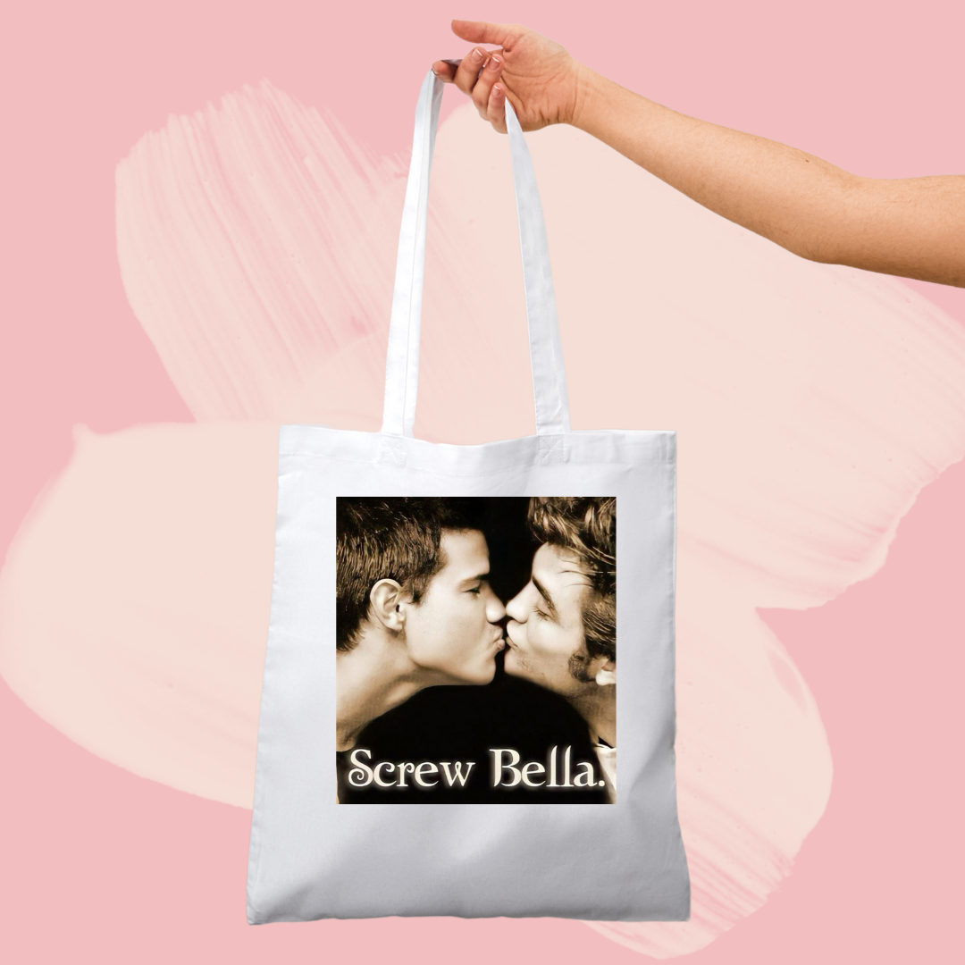 Torba bawełniana tote bag z nadrukiem screw bella zmierzch twilight edward i jacob