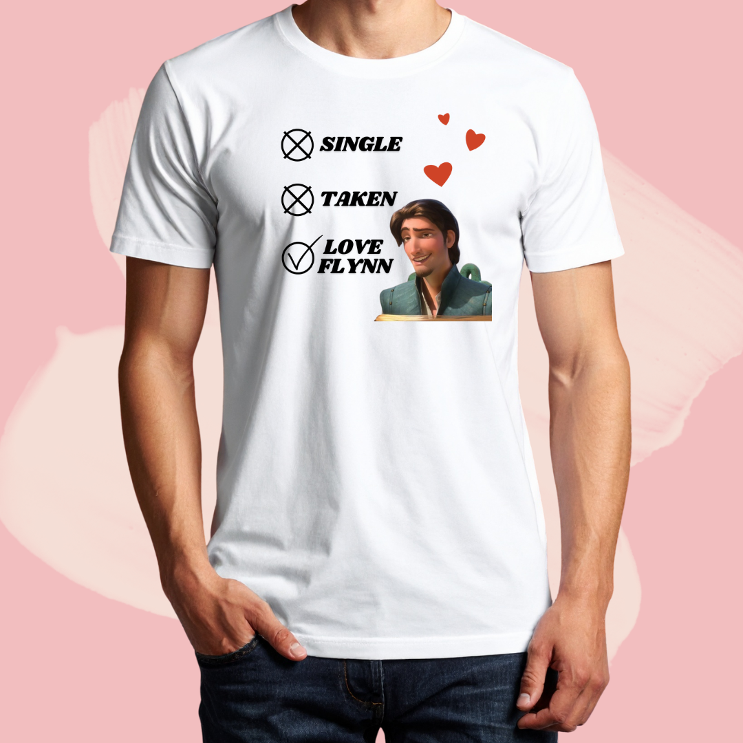 Biały T-shirt oversize bawełniany z nadrukiem love flynn roszpunka