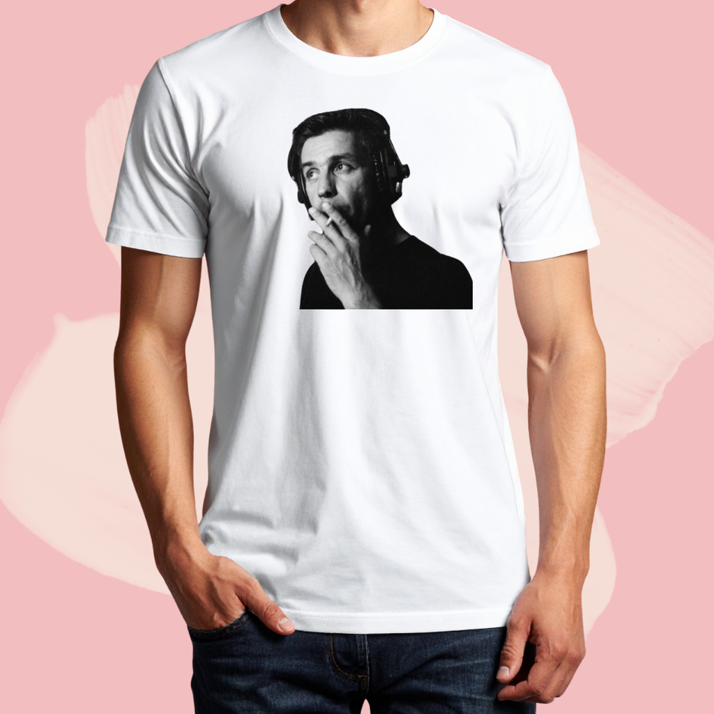 Biały T-shirt oversize bawełniany z nadrukiem rammstein till lindemann