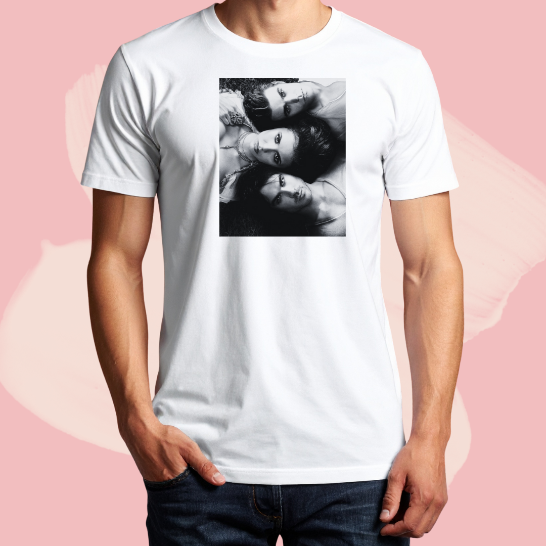 Biały T-shirt oversize bawełniany z nadrukiem pamiętniki wampirów the vampire diaries