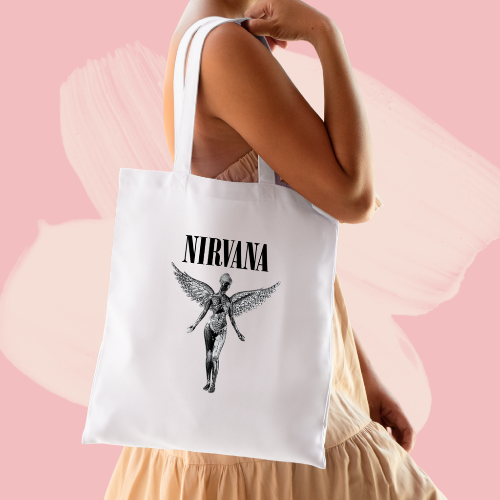 Torba bawełniana tote bag z nadrukiem nirvana zespół grunge