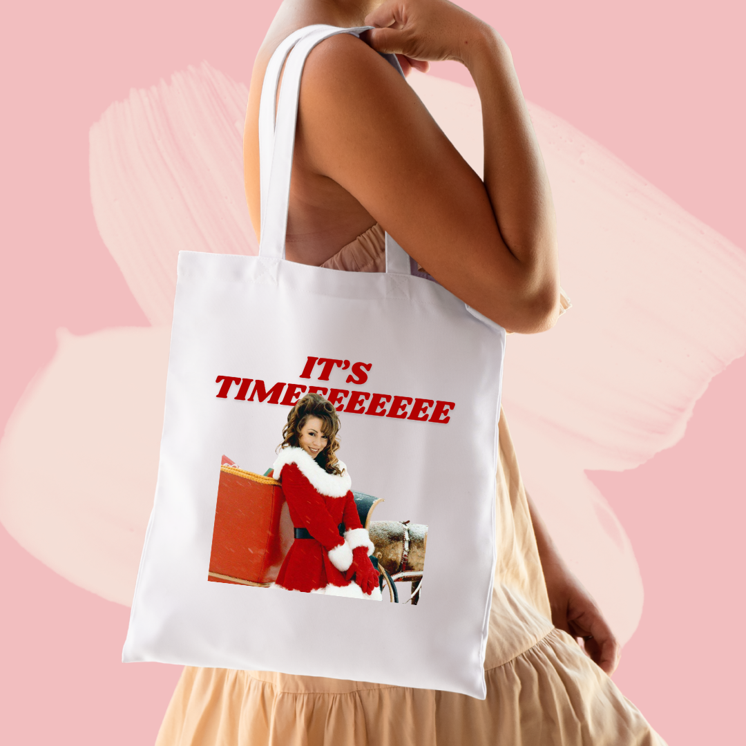 Torba bawełniana tote bag z nadrukiem mariah carey it's time christmas