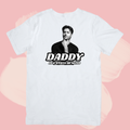 Biały T-shirt oversize bawełniany z nadrukiem jensen ackles daddy