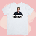 Biały T-shirt oversize bawełniany z nadrukiem brad pitt daddy