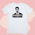 Biały T-shirt oversize bawełniany z nadrukiem michele morrone daddy is a state of mind
