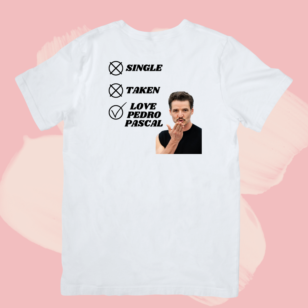 Biały T-shirt oversize bawełniany z nadrukiem love pedro pascal