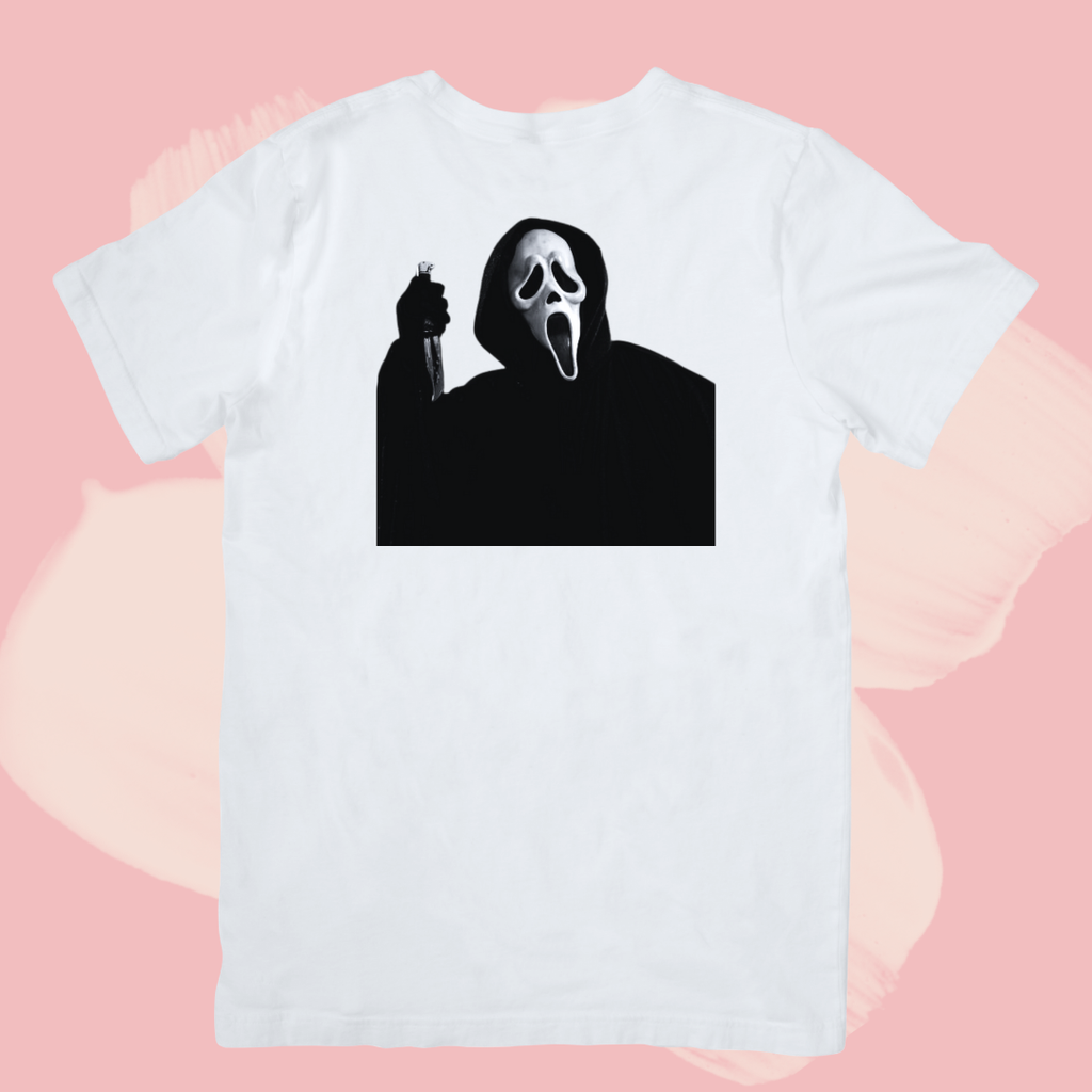 Biały T-shirt oversize bawełniany z nadrukiem scream krzyk