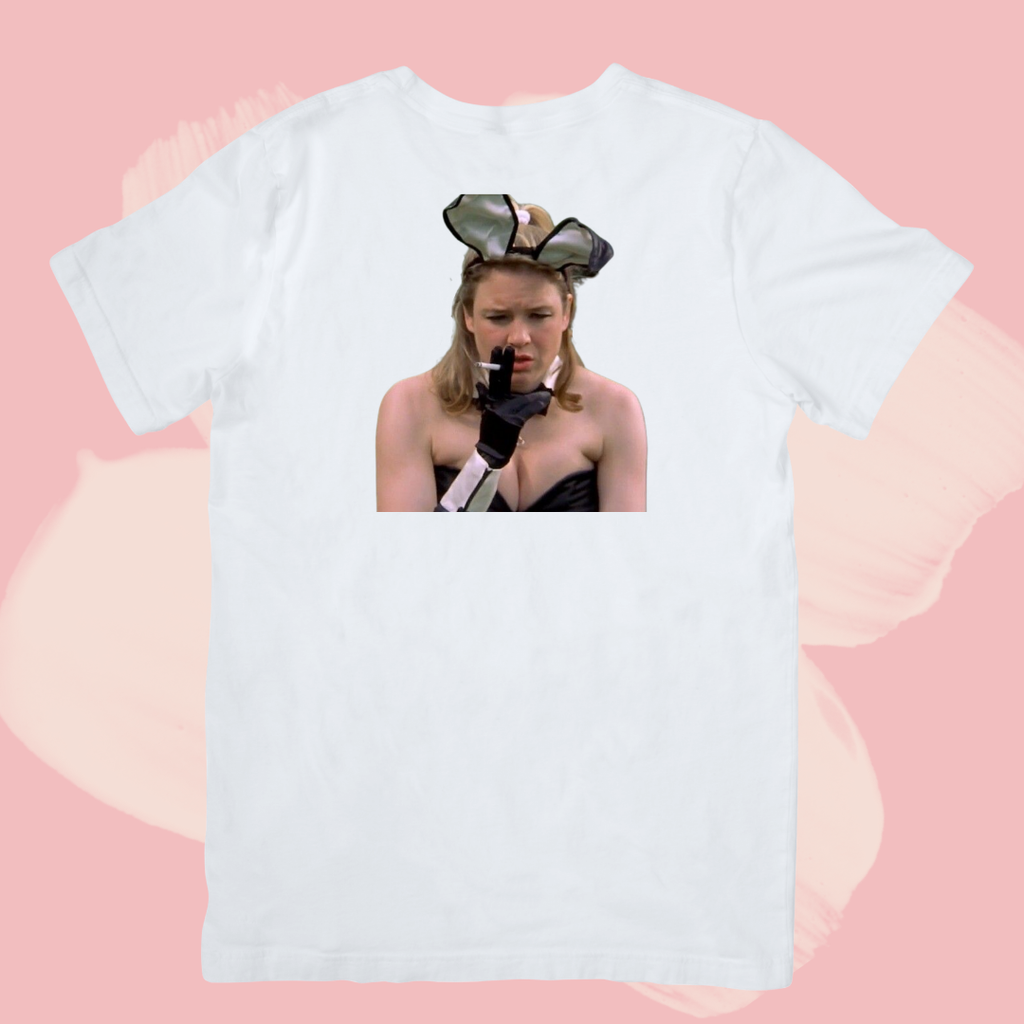 Biały T-shirt oversize bawełniany z nadrukiem bridget jones