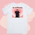Biały T-shirt oversize bawełniany z nadrukiem mr. worldwide pitbull