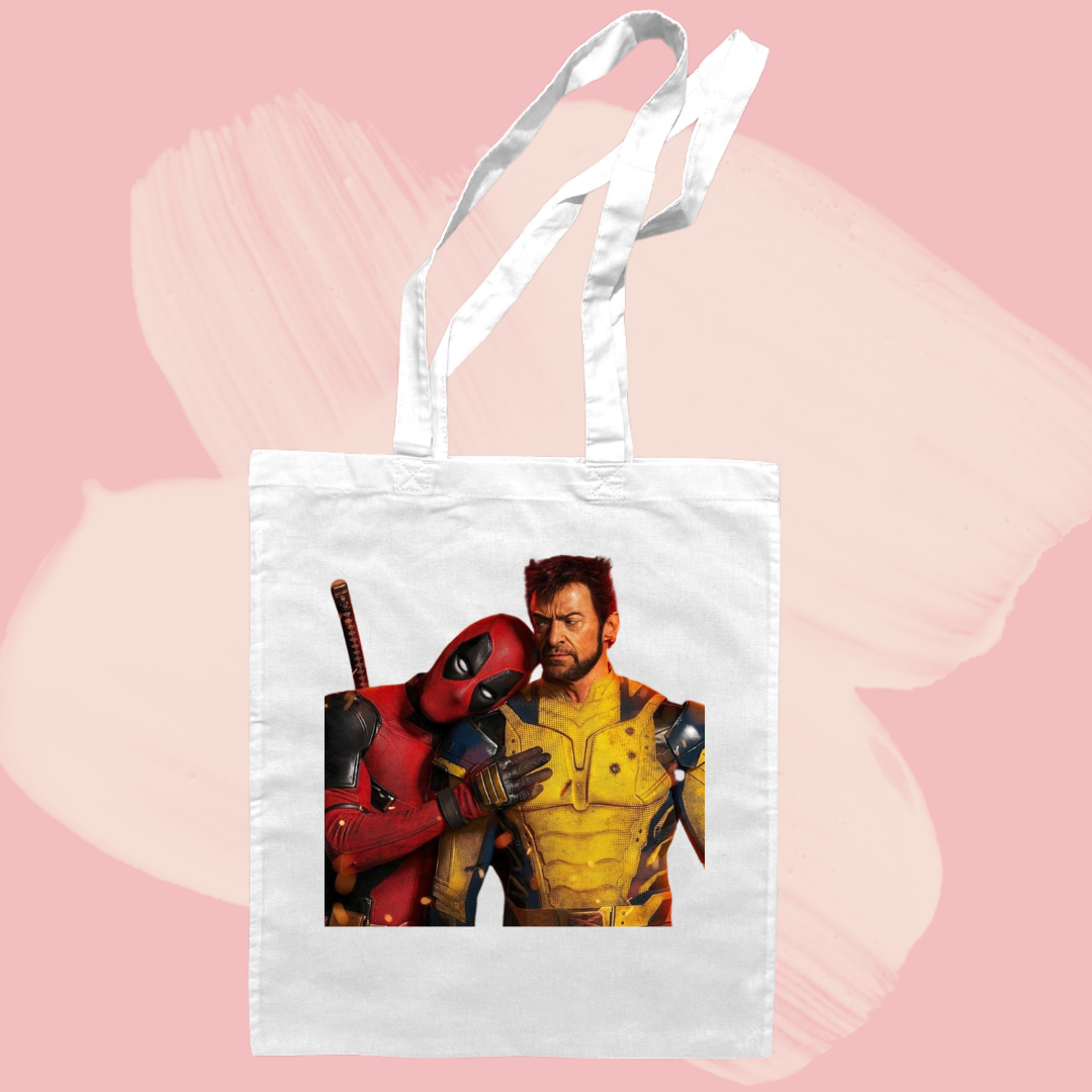 Torba bawełniana tote bag z nadrukiem wolverine i deadpool marvel