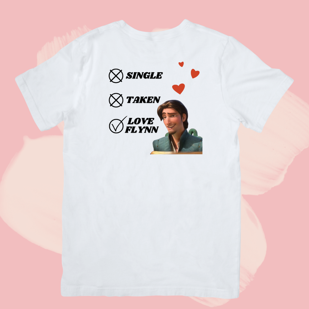 Biały T-shirt oversize bawełniany z nadrukiem love flynn roszpunka