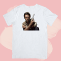 Biały T-shirt oversize bawełniany z nadrukiem rick grimes the walking dead