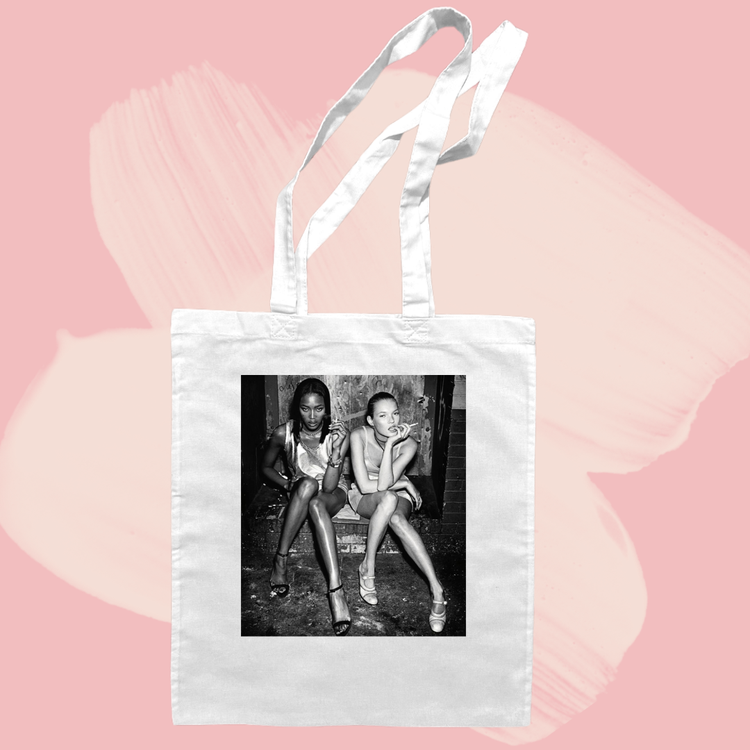 Torba bawełniana tote bag z nadrukiem naomi campbell i kate moss modelki
