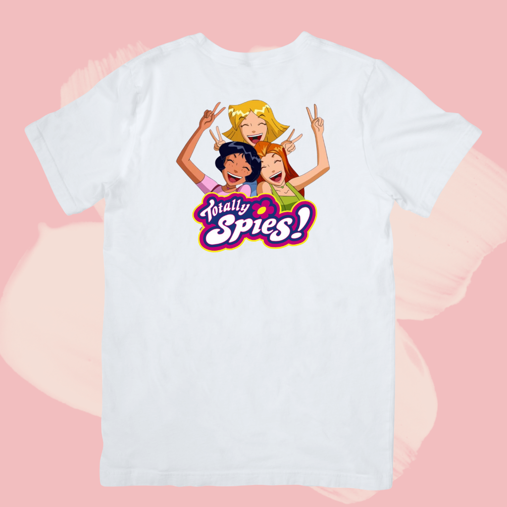 Biały T-shirt oversize bawełniany z nadrukiem odlotowe agentki totally spies