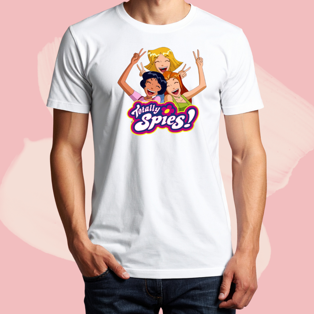 Biały T-shirt oversize bawełniany z nadrukiem odlotowe agentki totally spies