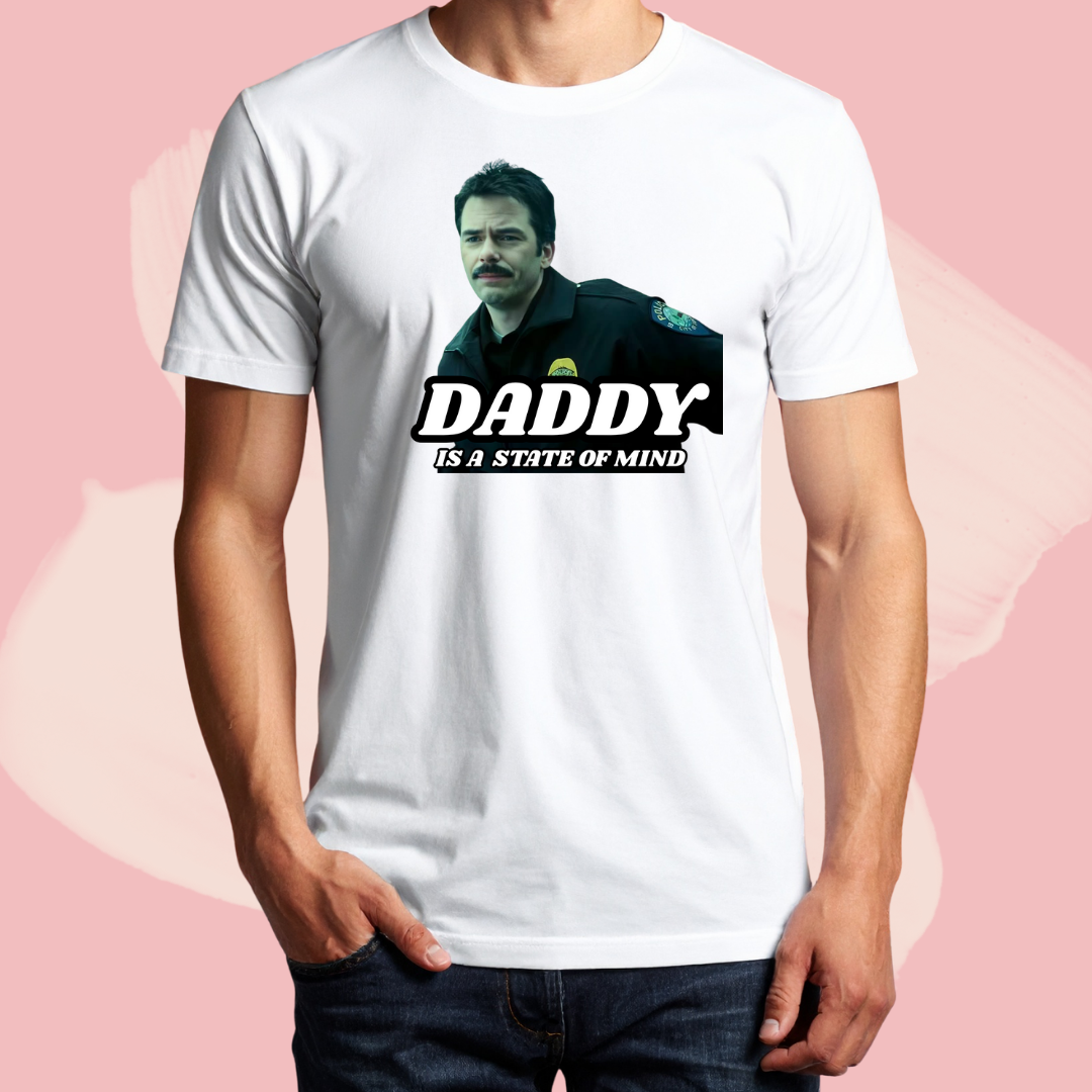 Biały T-shirt oversize bawełniany z nadrukiem charlie swan daddy zmierzch twilight
