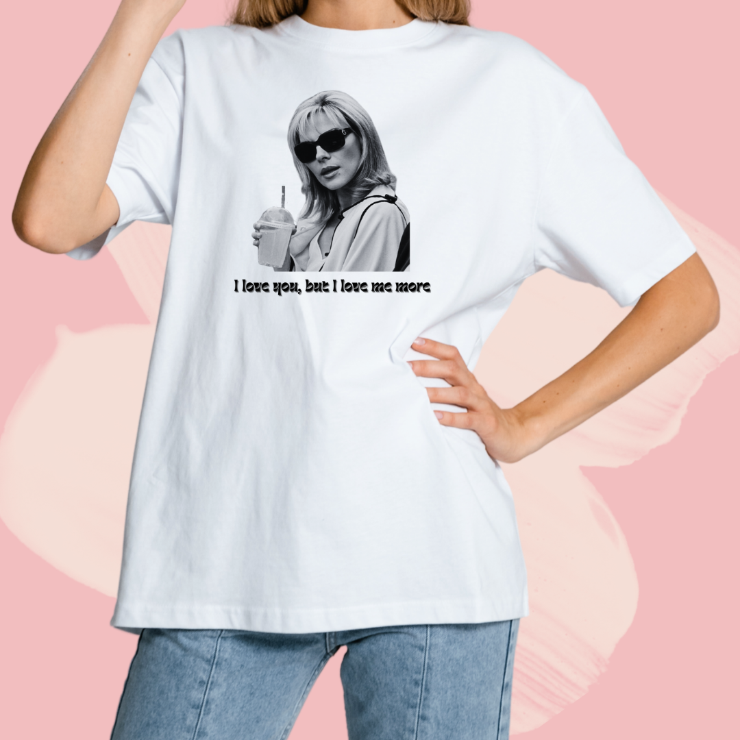 Biały T-shirt oversize bawełniany z nadrukiem samantha jones seks w wielkim mieście sex and the city