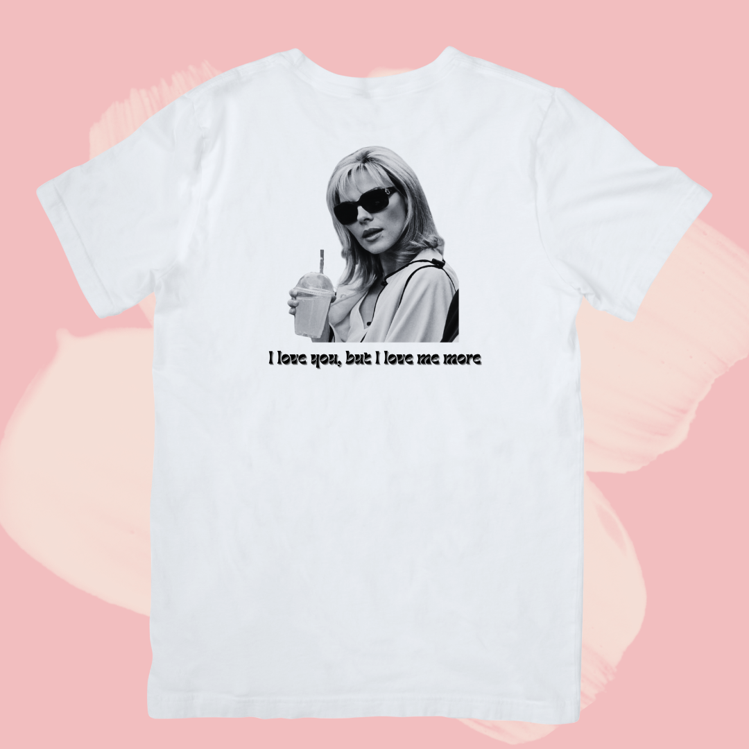 Biały T-shirt oversize bawełniany z nadrukiem samantha jones seks w wielkim mieście sex and the city