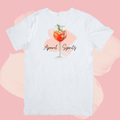 Biały T-shirt oversize bawełniany z nadrukiem drink aperol spritz