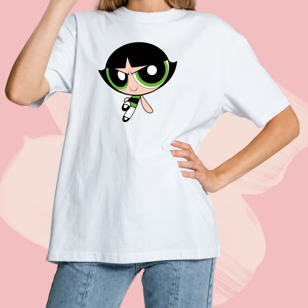 Biały T-shirt oversize bawełniany z nadrukiem atomówki bójka