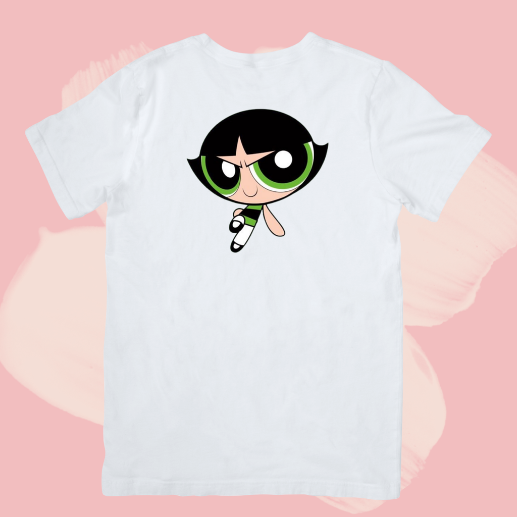 Biały T-shirt oversize bawełniany z nadrukiem atomówki bójka