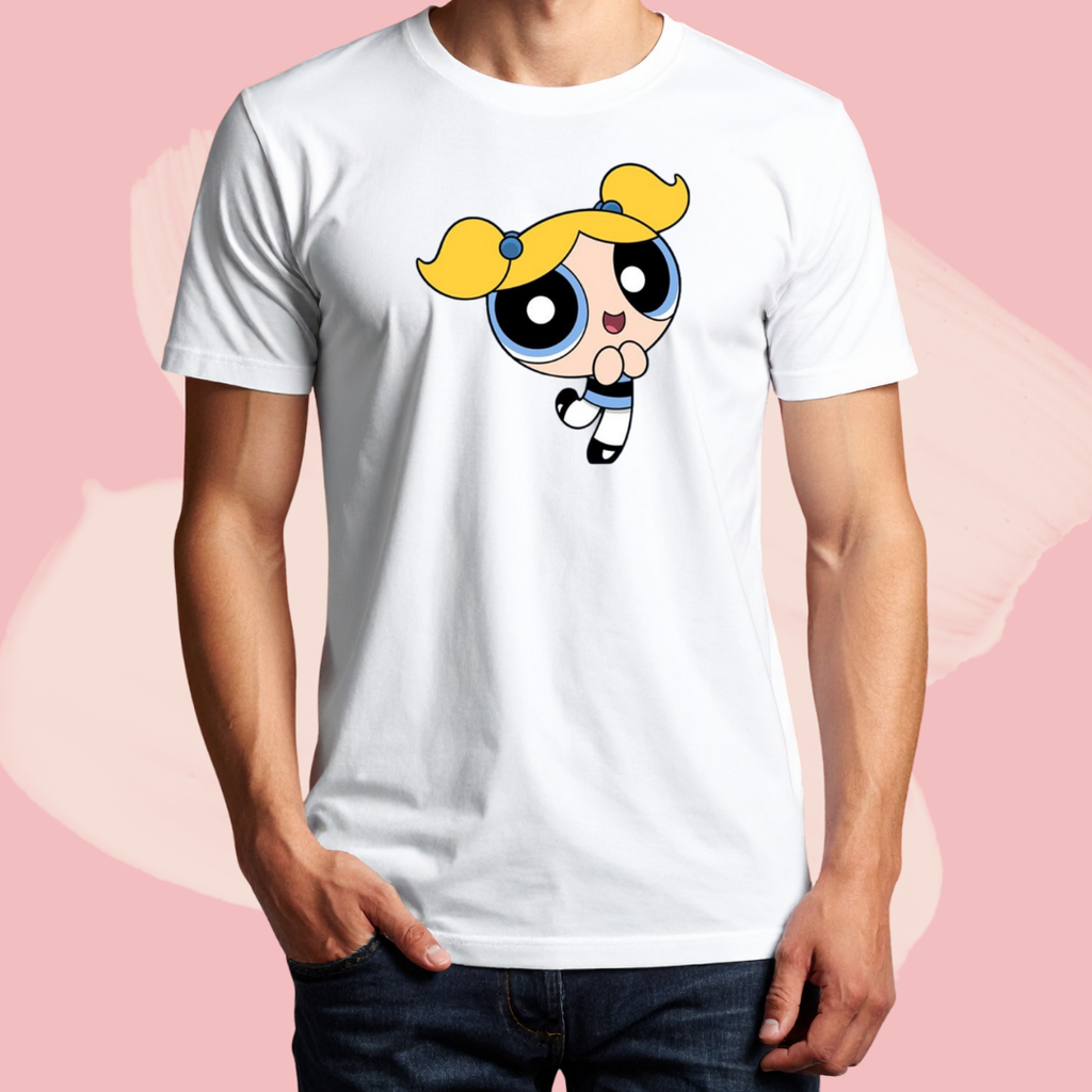 Biały T-shirt oversize bawełniany z nadrukiem atomówki bajka