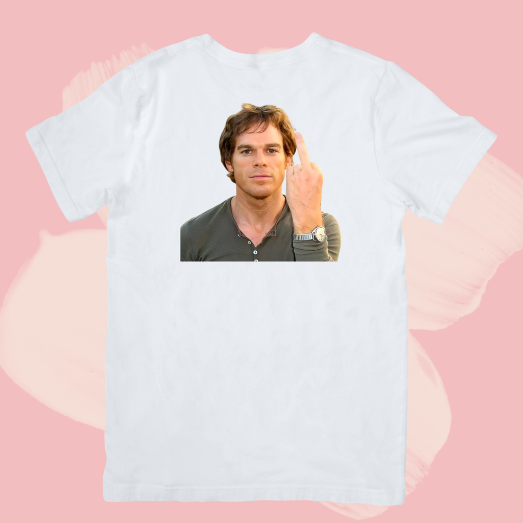 Biały T-shirt oversize bawełniany z nadrukiem dexter morgan