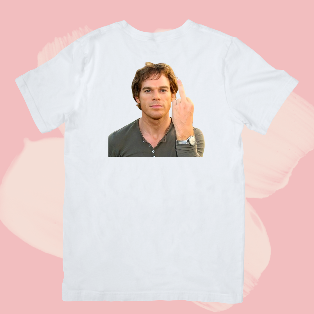 Biały T-shirt oversize bawełniany z nadrukiem dexter morgan