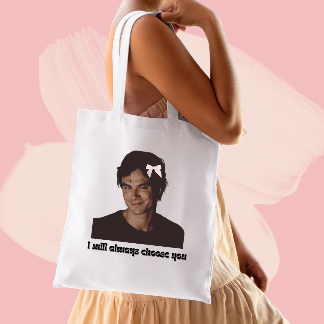 Torba bawełniana tote bag z nadrukiem damon salvatore pamiętniki wampirów the vampire diaries