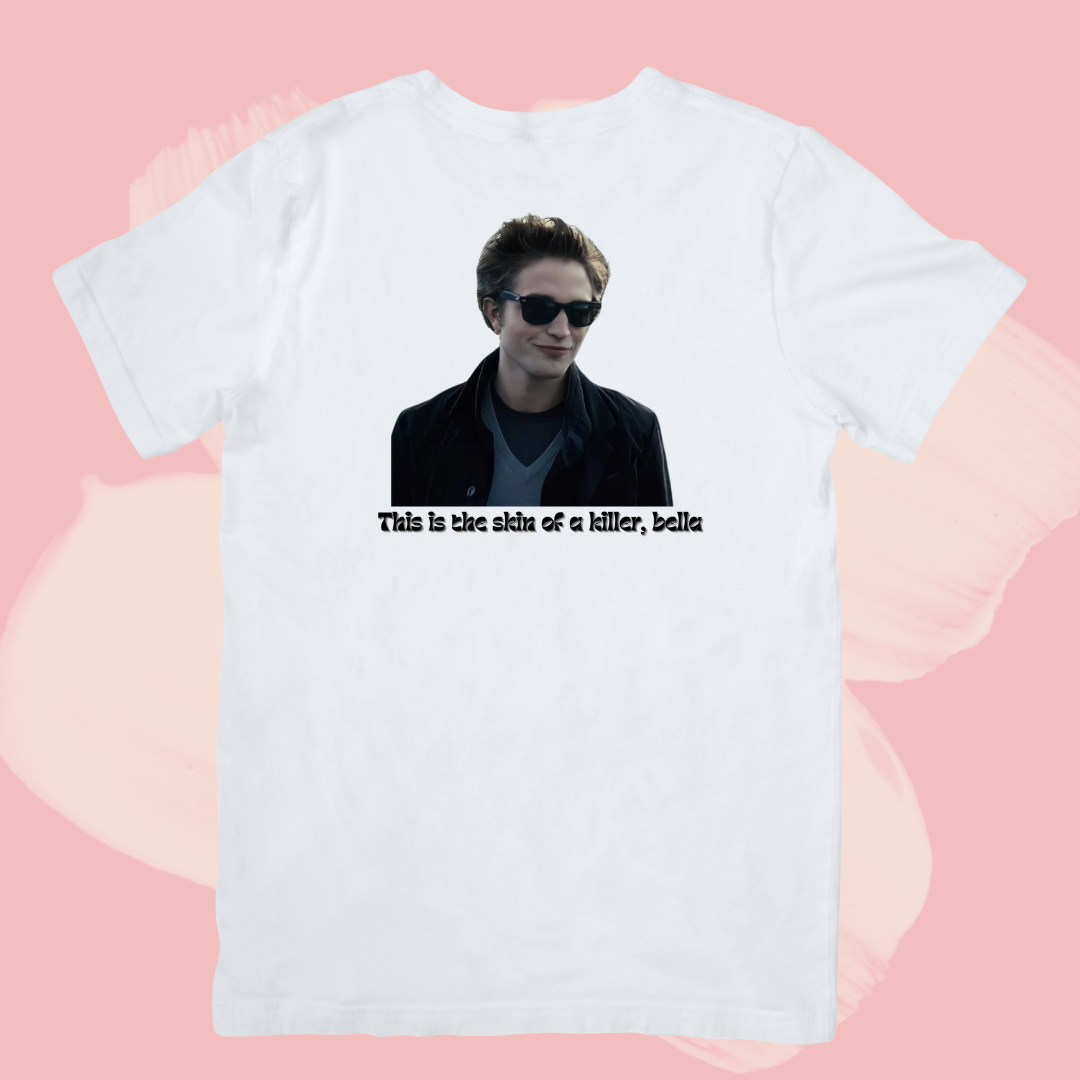 Biały T-shirt oversize bawełniany z nadrukiem edward cullen zmierzch twilight